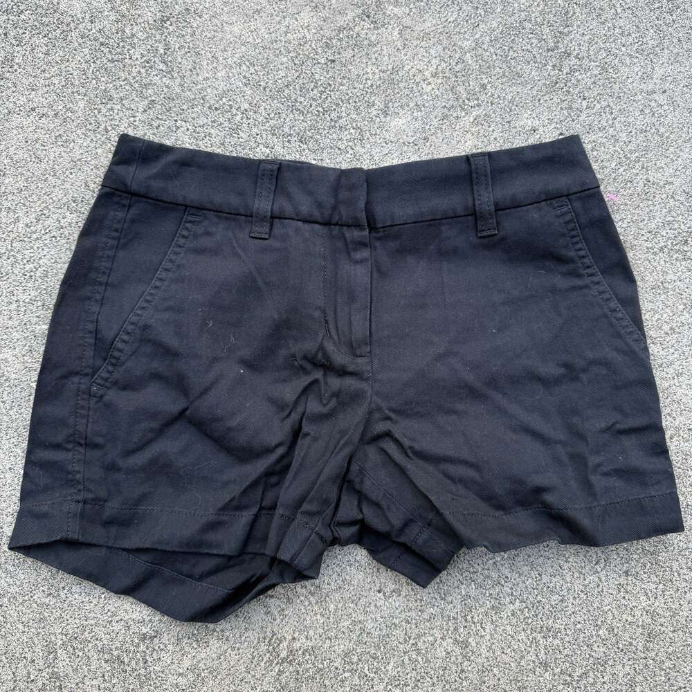 J Crew Shorts Womens 00 Black Chinos Casual Flat Front 27 100% Cotton